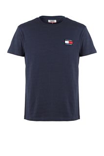 Синяя хлопковая футболка Tommy Jeans