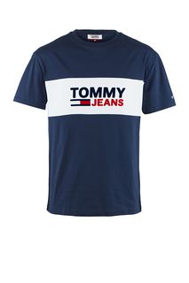 Футболка из хлопка с фактурным принтом Tommy Jeans