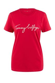 Розовая футболка из хлопка с логотипом бренда Tommy Hilfiger