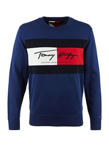 Джемпер из хлопка с вышитым логотипом бренда Tommy Hilfiger