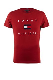Футболка с вышитым логотипом бренда Tommy Hilfiger