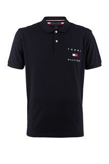 Футболка поло с вышитым логотипом бренда Tommy Hilfiger