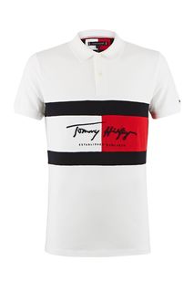 Футболка поло с вышитым логотипом бренда Tommy Hilfiger