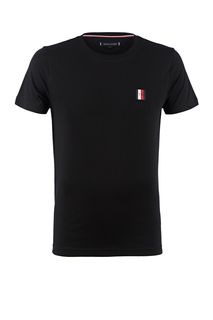 Черная футболка из хлопка с разрезами по бокам Tommy Hilfiger