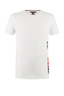 Белая футболка из хлопка с принтом Tommy Hilfiger