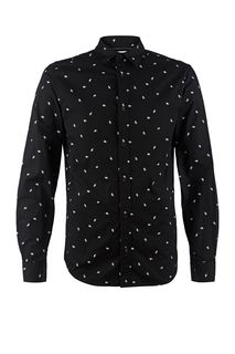 Приталенная хлопковая рубашка с длинными рукавами Jack & Jones