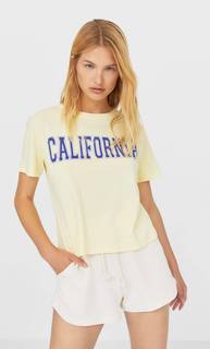 Stradivarius Футболка С Принтом Женская Коллекция Пастельно-Желтый S