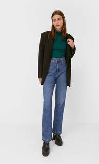 Stradivarius Футболка С Высоким Воротником И Длинными Рукавами Женская Коллекция Изумрудно-Зеленый M