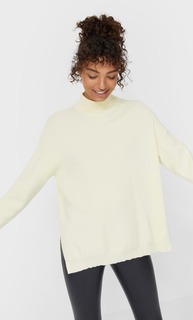 Stradivarius Свитер Оверсайз С Разрезом Женская Коллекция Светло-Желтый M