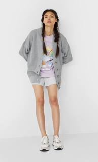 Stradivarius Кардиган В Стиле Oversize Женская Коллекция Пестро-Серый S