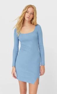 Stradivarius Трикотажное Платье Женская Коллекция Небесно-Голубой L