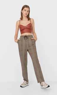 Stradivarius Базовые Трикотажные Джоггеры С Принтом Женская Коллекция Цвет Камня Xs