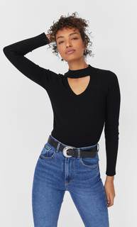 Stradivarius Свитер С Вырезами Женская Коллекция Черный M