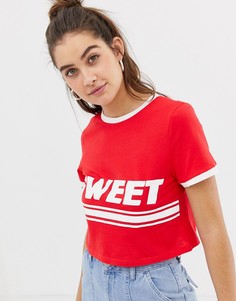 Футболка с надписью "sweet" Glamorous-Красный
