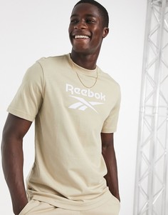 Бежевая футболка с логотипом Reebok Classics-Белый