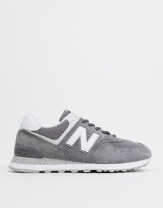 Серые/черные замшевые кроссовки New Balance 574-Светло-коричневый