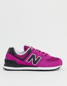 Черно-фуксиевые кроссовки New Balance 574-Розовый