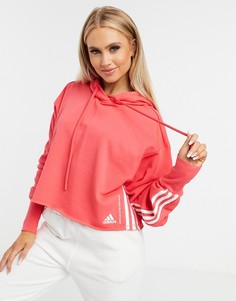 Худи розового цвета короткого кроя из переработанного хлопка adidas-Розовый