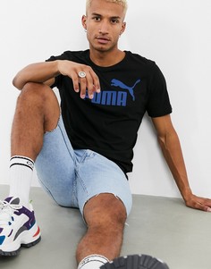 Черная футболка с логотипом Puma Essentials-Черный