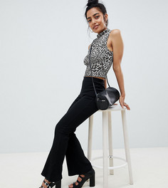 Расклешенные леггинсы в рубчик ASOS DESIGN Petite-Черный