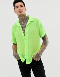 Неоново-зеленая oversize-рубашка с отложным воротником ASOS DESIGN-Зеленый