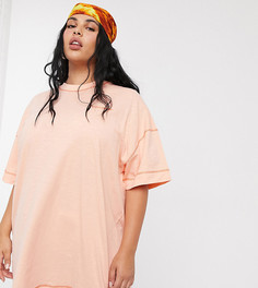 Эксклюзивное платье-футболка персикового цвета COLLUSION Plus-Оранжевый