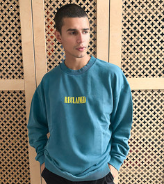 Сине-зеленый свитшот с логотипом Reclaimed Vintage inspired-Синий