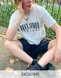 Светло-бежевый кроп-топ с кружевной отделкой Reclaimed Vintage inspired-Белый