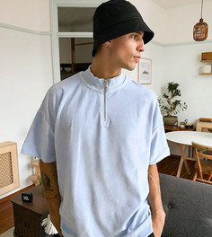 Голубой велюровый топ в стиле oversized с короткими рукавами Reclaimed Vintage inspired-Синий