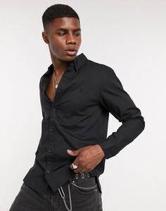 Черная рубашка с длинными рукавами и логотипом AllSaints-Черный
