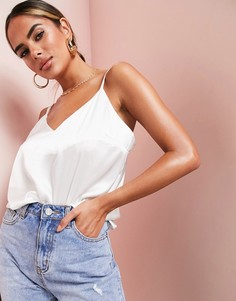 Атласный топ на бретельках ASOS LUXE-Белый