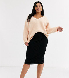 Черная трикотажная юбка-карандаш миди ASOS DESIGN Curve-Черный