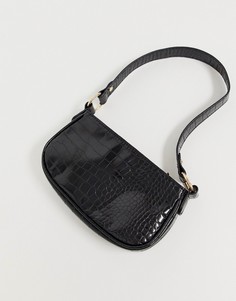 Черная сумка на плечо в стиле 90-х с крокодиловым рисунком ASOS DESIGN-Черный