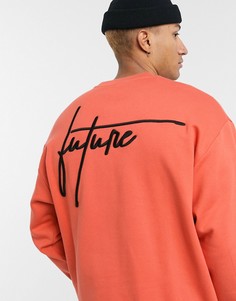 Oversized-свитшот с вышитым логотипом ASOS Dark Future-Красный