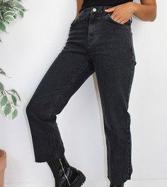 Черные расклешенные укороченные джинсы стретч с завышенной талией ASOS DESIGN Petite-Черный