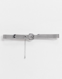 Серебристое колье-чокер 12 мм с пряжкой ASOS DESIGN-Серебряный