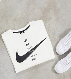Белая футболка бойфренда с принтом логотипов-галочек Nike Plus-Белый
