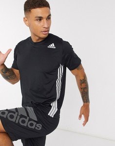 Черная футболка с 3 полосками adidas Training-Черный