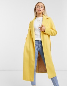 Желтое пальто из шерстяной смеси с запахом Helene Berman-Желтый
