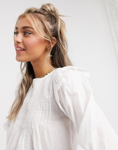 Белая блузка с вышивкой ришелье New Look-Белый