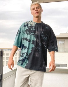 Зеленая oversized-футболка с принтом тай-дай ASOS DESIGN-Зеленый
