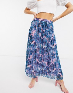 Плиссированная юбка миди с цветочным принтом ASOS DESIGN-Мульти