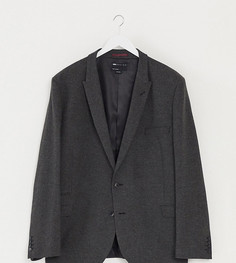 Темно-серый супероблегающий пиджак с узором "в елочку" ASOS DESIGN Plus wedding