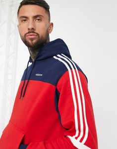 Худи красного цвета со вставками adidas Originals-Красный