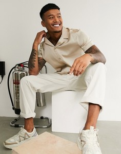 Атласная свободная рубашка цвета шампанского ASOS DESIGN-Кремовый