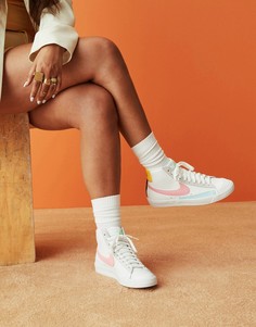 Сине-розовые кроссовки Nike 77-Белый