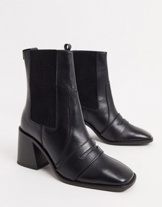 Черные кожаные ботинки-лоферы ASOS DESIGN-Черный
