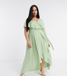 Платье макси с кейпом ASOS DESIGN Curve-Зеленый