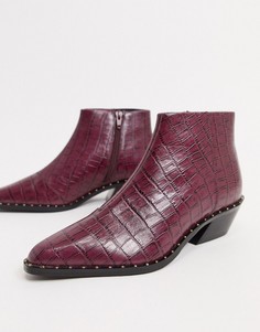 Фиолетовые кожаные ботинки челси в стиле вестерн ASOS DESIGN-Фиолетовый