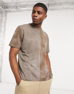 Свободная футболка с раздвоенным принтом тай-дай ASOS DESIGN-Розовый